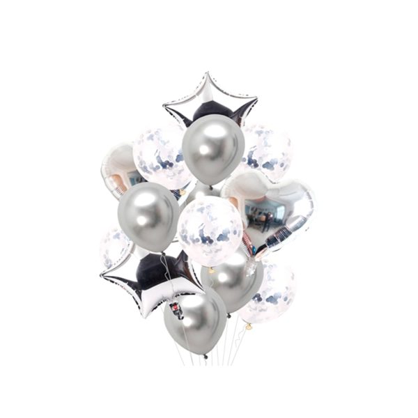 Bouquet De Globos Látex / Foil Plata